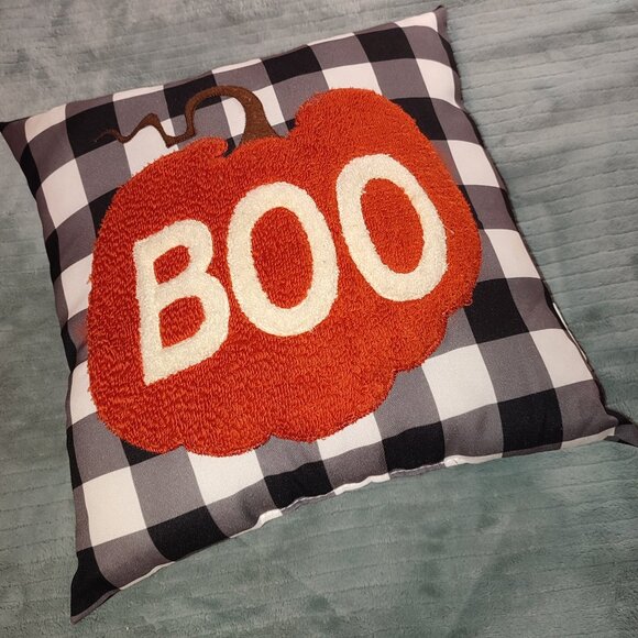 Boo Halloween Pillow Pumpkin Throw Decorative Home Decor Autumn Fall Textile - Picture 1 of 8